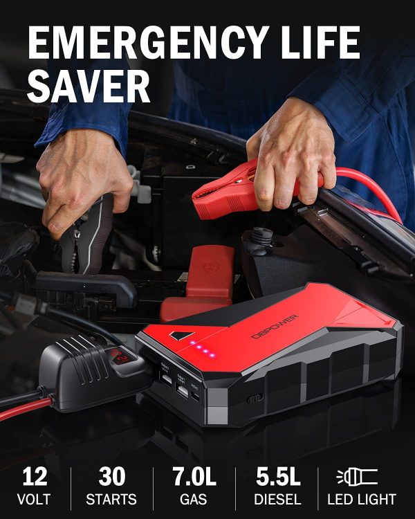 DBPOWER 1000A Portable Car Jump Starter 12V Lithium-Ion Auto Battery Booster Power Pack - Image 4