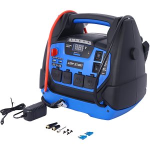 Battery Jump Starter, 1800 Amps Portable Power Station with Air Compressor/AC & USB Port/12V DC Power Ports for Gas Diesel Vehicles