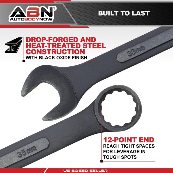 ABN Jumbo Wrench Set Metric 33 to 50mm - 10 Piece Combo Open End Tool Set - Image 5