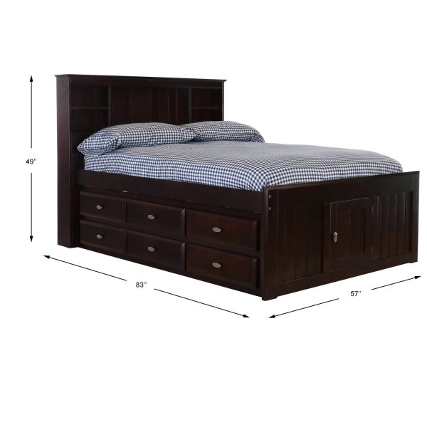American Furniture Classics OS Home and Office Furniture Model 82921K12-22 Full Size Bookcase Bed with Twelve Drawers in Espresso - Image 5