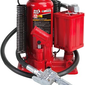 BIG RED 12 Ton Pneumatic Air Hydraulic Bottle Jack with Manual Hand Pump, Red, W9126R