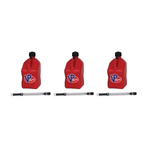 VP Racing Fuels Motorsport 5.5 Gal Utility Jugs with Hoses, Red (3 Pack)