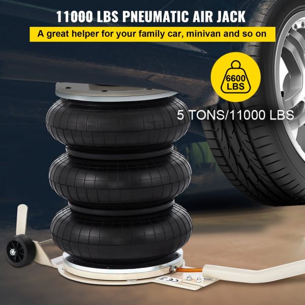 VEVOR Pneumatic Jack 5 Ton/11023 lbs Triple Bag Air Jack Lifting Height 6.5-16Inch Inflatable Car Jack Lifter Pneumatic Air Jack 11023LBS Capacity Extremely Fast Lifting - Image 2