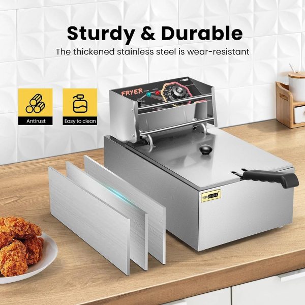 VIVOHOME 2500W 10.6 QT Electric Deep Fryer with 6.3 QT Removable Basket, Temperature Adjustable 140-392℉ - Image 6