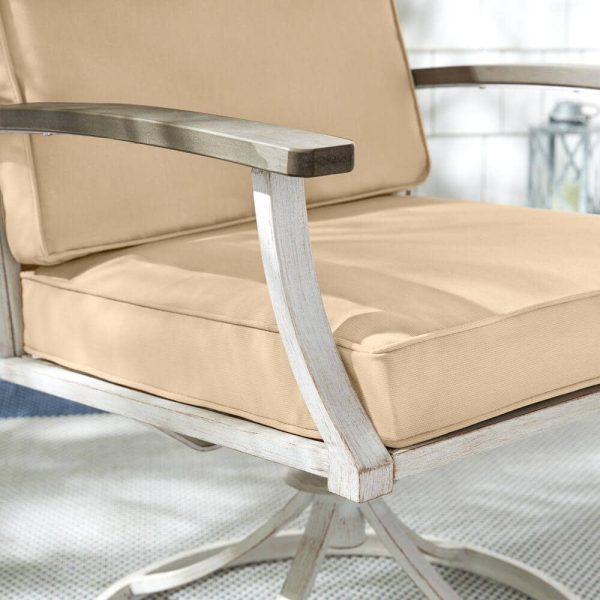 Hampton Bay Marina Point White Steel Outdoor Patio Swivel Lounge Chair with CushionGuard Surf Blue Cushions (2-Pack) GC-41019-SSP - Image 4