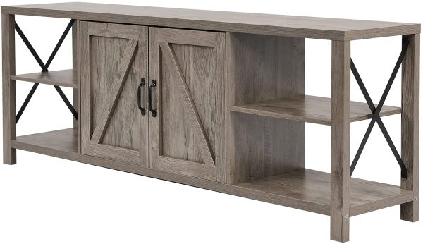 70 Inch TV Stand for 75 Inch TV Entertainment Center Farmhouse, Modern Barn Door TV Console Table with Storage Cabinets and Shelves for TVs Up to 75", Rustic Gray Wash - Image 5