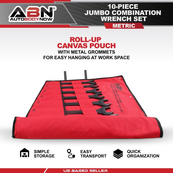 ABN Jumbo Wrench Set Metric 33 to 50mm - 10 Piece Combo Open End Tool Set - Image 7