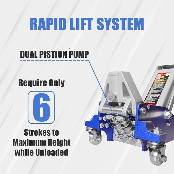 Big Red 1.5 Ton Floor Jack Aluminum and Steel Hydraulic Low Profile Car Jack Quick Lift,Blue,W815LR - Image 2