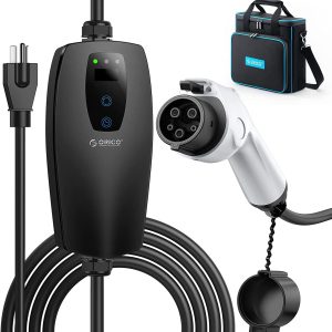 ORICO EV Charger Level 1 Level 2 Portable Electric Vehicle Charger 4-Gear Charging Speed Adjustable, NEMA 5-15P 110V-240V 16 Amp with 32.8 ft Extension Cord and Storage Bag - Compatible with J1772 EVs