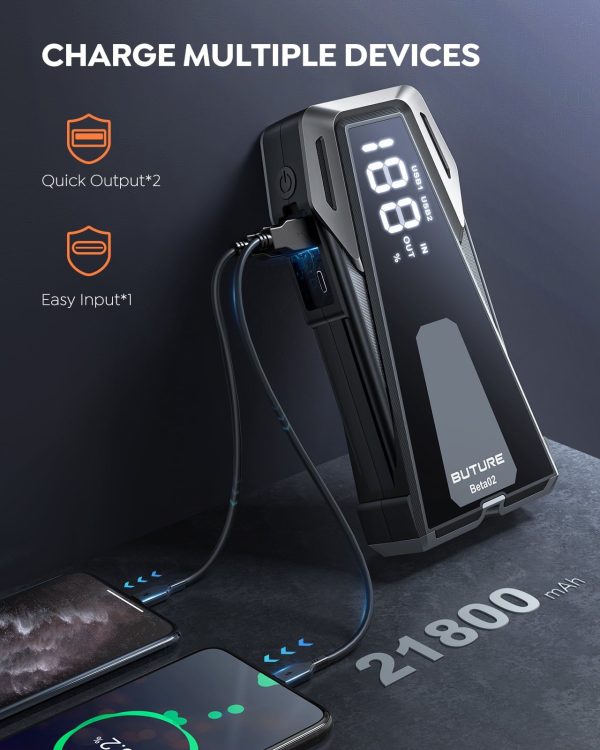 Car Jump Starter Booster 2500A 21800mAh Powerful Car Battery Jump Starter With Large Display Lighting Charging Function Safe/Durable/Portable Buture - Image 4