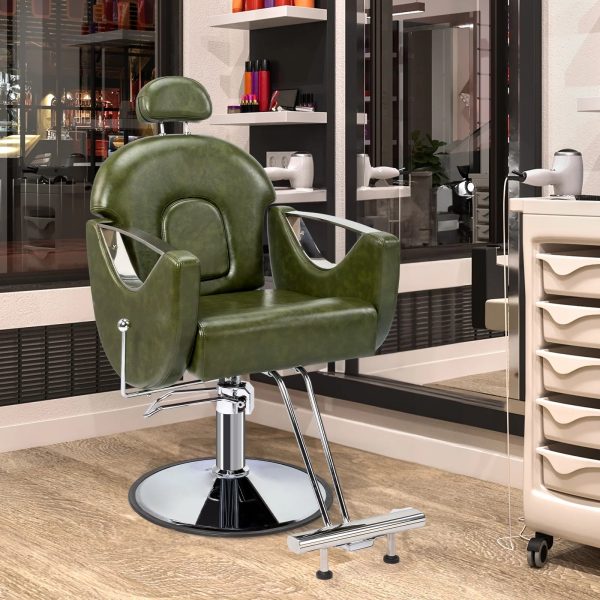 OmySalon Hair Salon Chair Barber Chair Heavy Duty, Footrest with Extra Supports, Salon Chair for Hair Stylist, Reclining Hair Chair for Braiding Shampoo Facial Waxing Esthetics Beauty Spa - Image 2