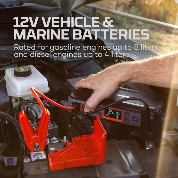 NEBO 4-in-1 Assist Air Jump Starter, Portable Car Battery Charger, Emergency USB Power Bank with Tire Pump, Interchangeable Air Nozzles, 310 Lumen Floodlight - Image 8