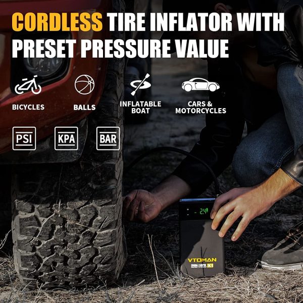 Jump Starter with Air Compressor,2500A Peak 12V Jumper Box for 8.5L Gas and 6.0L Diesel Engines with 150PSI Compressor Tire Inflator,Portable Auto Lithium Battery Booster Power Bank Car Starter - Image 3
