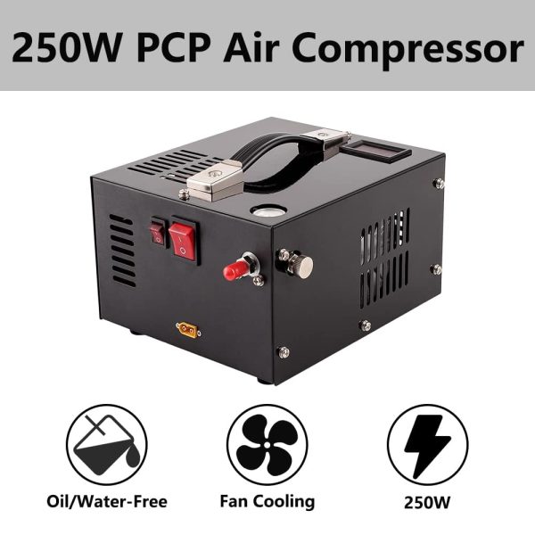 iMeshbean PCP Air Compressor, 4500PSI Portable PCP Compressor, 12V DC/110V 220V AC, PCP Manual-stop, w/Built-in Fan, for Paintball, Scuba Bottle - Image 4