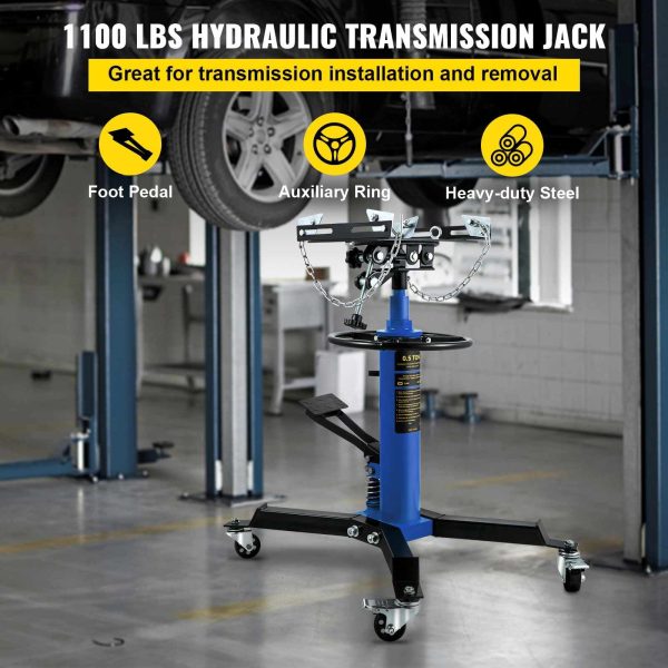 BENTISM Transmission Jack 1100 lbs 2-Stage Hydraulic High Lift Vertical Telescopic,Blue - Image 2
