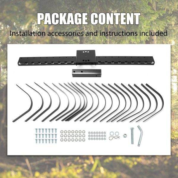 Kojem 60 inch Landscape Driveaway Pine Straw Rake Lawn Yard Beach Cleaning for ATV UTV SxS 48" or 60" Tool Bar & 3 Point Hitch - Image 6