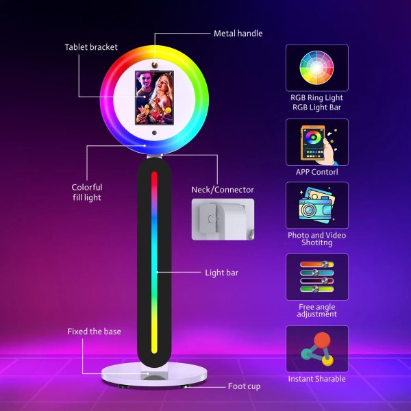 IPad PhotoBooth Stand with Light Ring Portable Stand Selfie Machine for Any iPad with Remote APP Control - Image 4