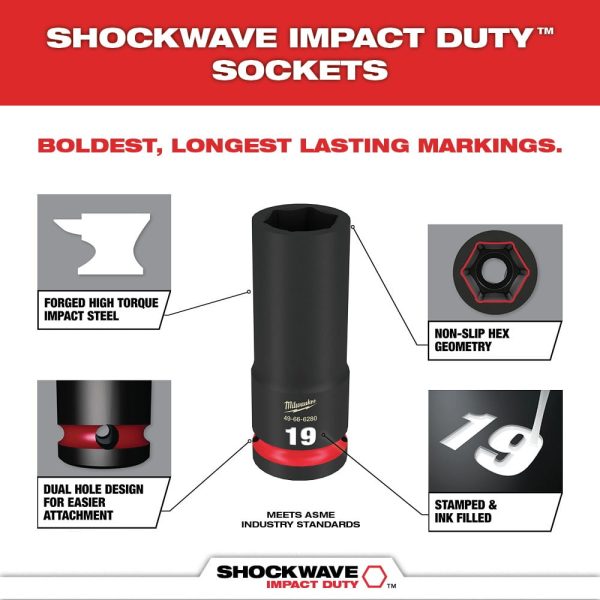 Milwaukee Impact Socket Set 1/2" Drive Metric 6 Point Forged Impact Steel 29-Pc - Image 4