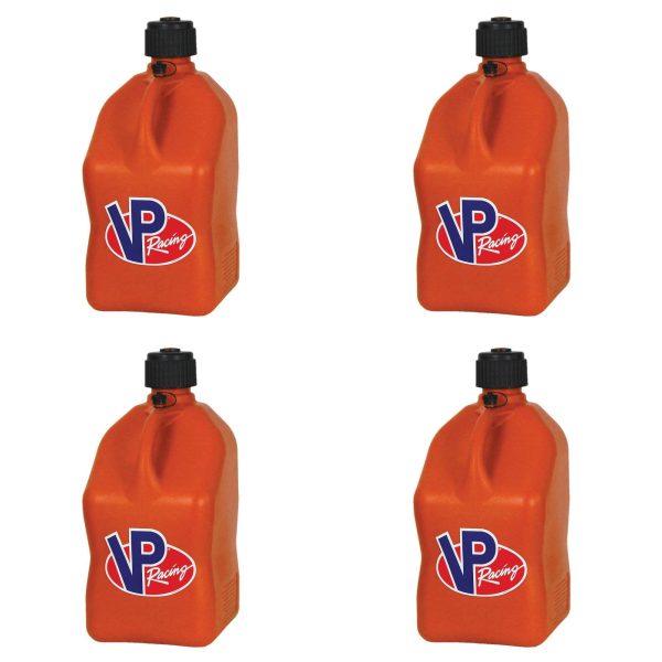 VP Racing Fuels Motorsport 5.5 Gallon Square Utility Jugs, Orange (4 Pack)