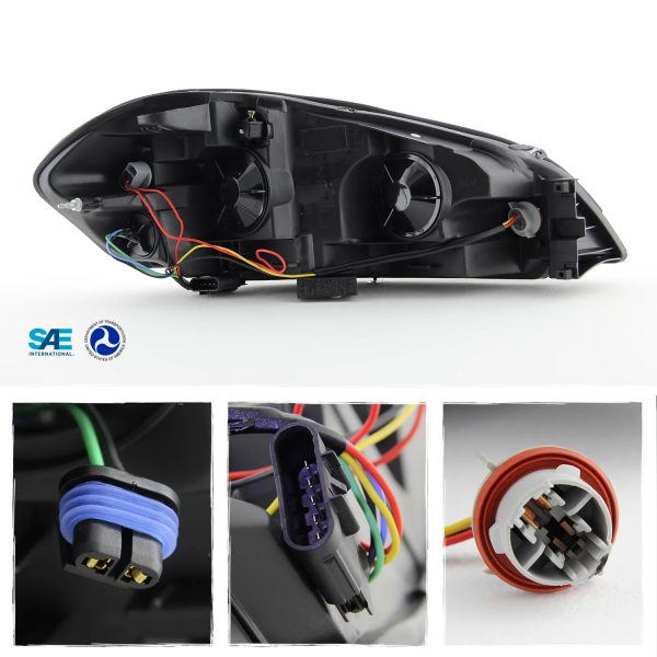 AKKON - Fits 2006-2013 Chevy Impala 2014-2016 Impala Limited Black Headlights + LED [Tube Bar] Black Tail Light Combo Pair - Image 3