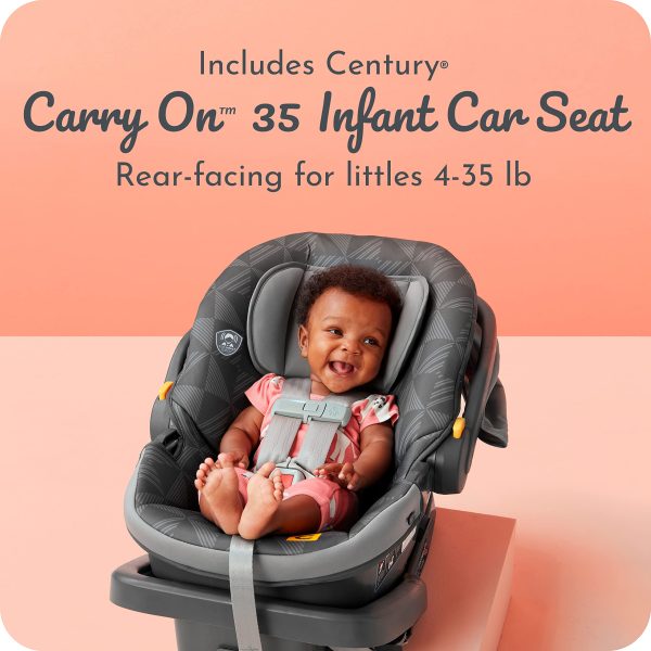 Century Stroll On 3-Wheel 2-in-1 Lightweight Travel System u2013 Infant Car Seat and Stroller Combo, Metro - Image 4
