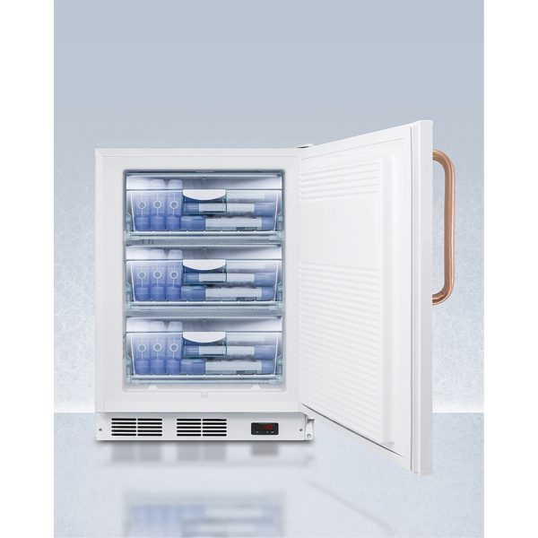 ADA compliant 24" wide all-freezer for built-in use, manual defrost with a copper handle - Image 4