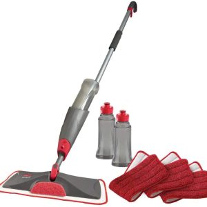 Rubbermaid Reveal Spray Microfiber Floor Cleaning Kit for Laminate and Hardwood Floors， Spray Mop with Reusable Washable Pads， Commercial