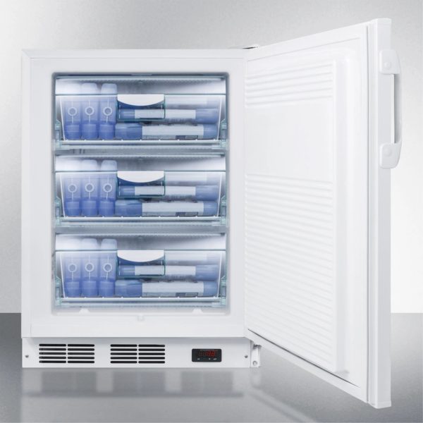 Accucold 24 in. Wide Built-in ADA Height -25 deg C Manual Defrost All Freezer with Lock - White - Image 4