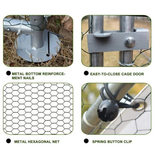 Large Metal Chicken Coop, Walk-in Chicken Run, Galvanized Wire Poultry Chicken Hen Pen Cage, Rabbits Duck Cages with Waterproof and Anti-Ultraviolet Cover for Outside(10' L x 6.6' W x 6.56' H) - Image 4