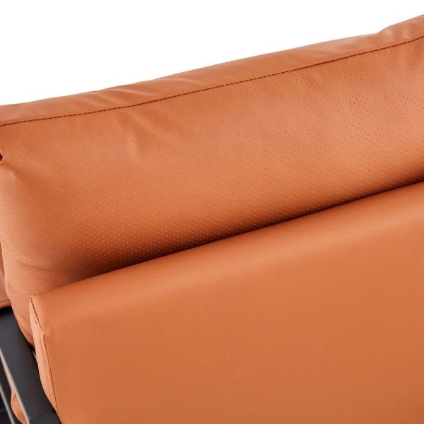 GVJMTKP Modern Two-Seater Sofa Chair with 2 Pillows - PU Leather High-Density Foam Black Coated Metal Frame.BrownSF-D008-BR - Image 20
