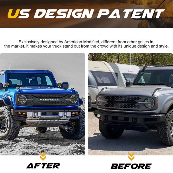 AMERICAN MODIFIED Grille w/ Lights for 21-24 Ford Bronco w/o Front Camera - Image 5