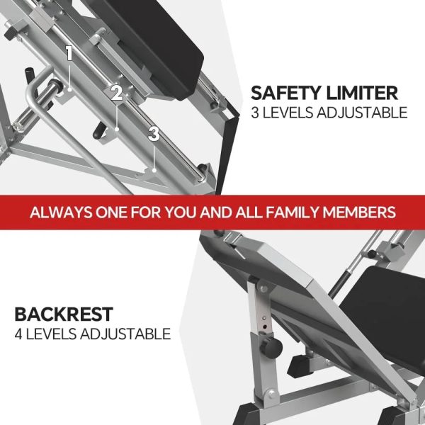 Leg Press Hack Squat Machine, Professional Adjustable Leg Exercise Machine with Linear Bearing, Lower Body Strength Training with Weight Storages for Quads, Hamstring, Glutes, Calves, Home Gym - Image 3