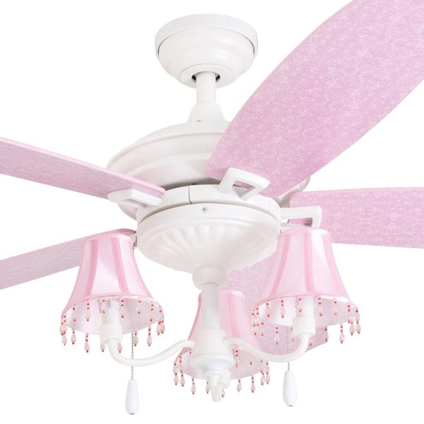 Prominence Home Elsa, 48 Inch Princess Style Indoor LED Ceiling Fan with Light, Pull Chain, Three Mounting Options, 5 Dual Finish Blades, Reversible Motor 50623-01 (White/ Pink) - Image 6