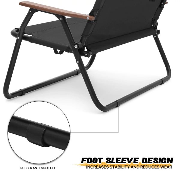 MoNiBloom Folding Double Camping Chair with Armrest, 2-Person Beach Chairs for Outdoor Camping Lawn Travel Patio Picnic, Black - Image 9