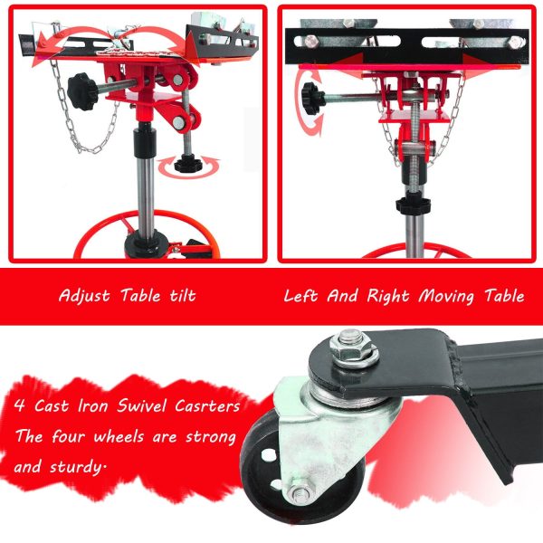 Jacgood Hydraulic Transmission Jack with 360°Swivel Wheels Lift Hoist,1660 LBS 2 Stage,Red - Image 4