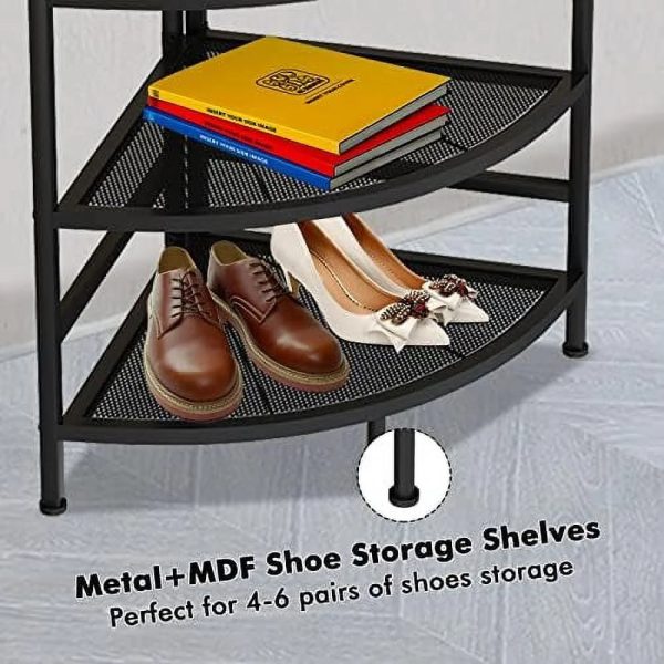 YOPCTUO 3-in-1 Entryway Coat Rack Industrial Hall Tree Corner Cloth Rack with Bench Hallway Coat and Shoe Rack for Corner Entryway Organizer with Metal Shoe for Hallway Corner Entran - Image 4