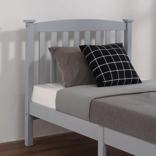 Ktaxon Vertical Wood Bed Frame for Bedroom with Headboard and Footboard Gray Twin Size - Image 9