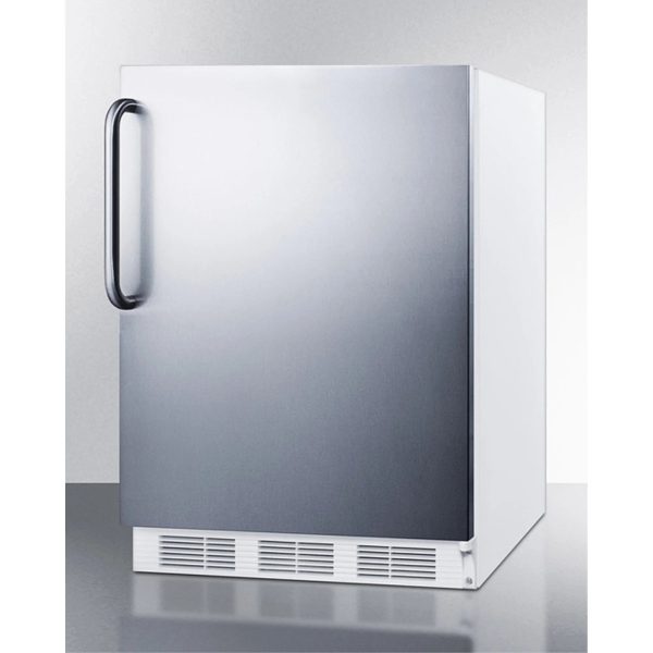 ADA compliant built-in undercounter refrigerator-freezer for residential use, cycle defrost w/deluxe interior, SS door, TB handle, and white cabinet - Image 2