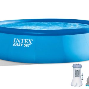 Intex 15ft x 42in Easy Set Inflatable Round Family Swimming Pool & Pump, Vacuum