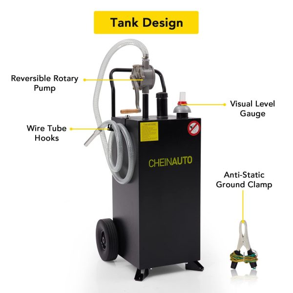 EastVita 30 Gallon Gasoline Tank Fuel Storage Tank Portable Gas Caddy without 2 Wheels for Boat, Car,Garden, Lawnmower, ATV - Image 4