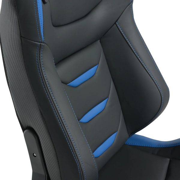 Racing Seats, 1 Pair Bucket Seats with Dual Lock Sliders for Front-Back Adjustment, PVC Leather Universal Racing Seats for Cars (Black with Blue) - Image 6