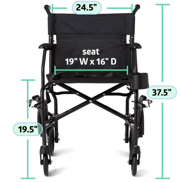 Medline Ultralight Transport Wheelchair Desk Length - Image 6
