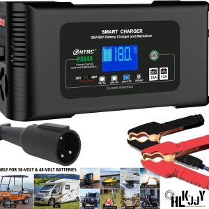 Golf cart Battery Charger, 48V 13A and 36V 18A Trickle Battery Charger,48 Volt cart Golf Charger,for 48 Volt Club Golf Car,Lithium,LiFePO4,Lead-Acid AGM/Gel/SLA..Battery Charger,3 Pin Round Plug