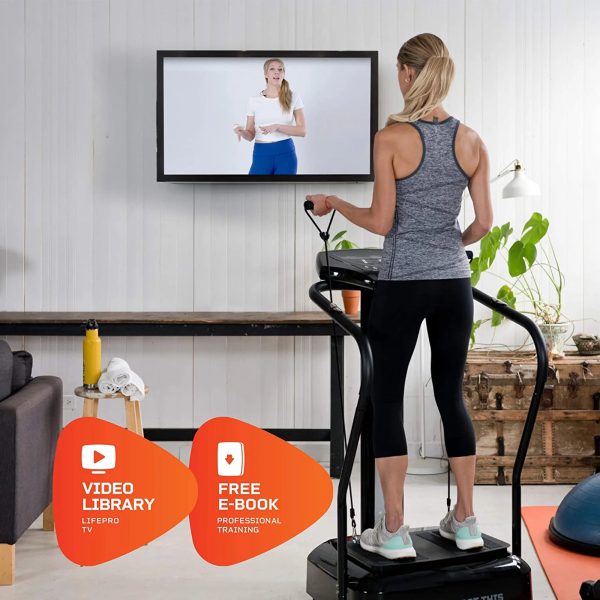 Lifepro Rhythm Vibration Plate Full Body Workout Equipment with Resistance Bands, Black - Image 2