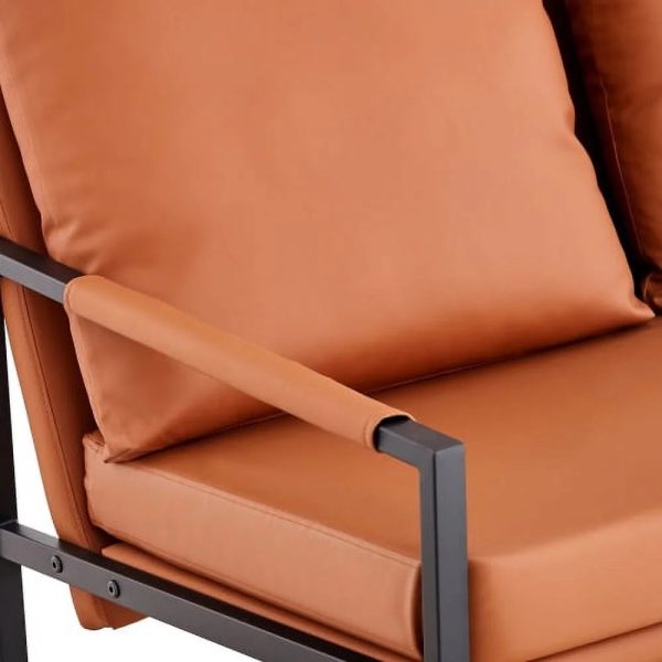 GVJMTKP Modern Two-Seater Sofa Chair with 2 Pillows - PU Leather High-Density Foam Black Coated Metal Frame.BrownSF-D008-BR - Image 16