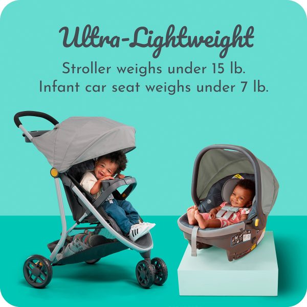 Century Stroll On 3-Wheel 2-in-1 Lightweight Travel System u2013 Infant Car Seat and Stroller Combo, Metro - Image 2