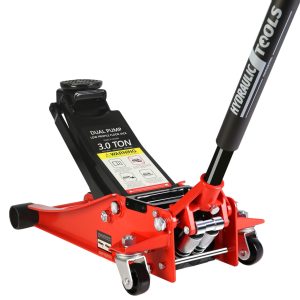 DSstyles 3 Ton Hydraulic Floor Jack Dual Pump 6600 Lb Capacity Lifting Range 3.3"-18.5" Low Profile Service Jack for Quickly Car Lift