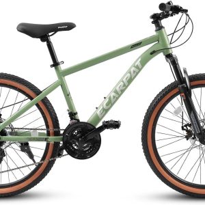 UPYOOE Mountain Bike, Carbon Steel Frame with 24" Wheels, Trail Commuter City Snow Beach Mountain Bikes Bicycles Disc Brakes Thumb Shifter, Front Fork Bicycles for Adult Youth Teenagers Mens Womens