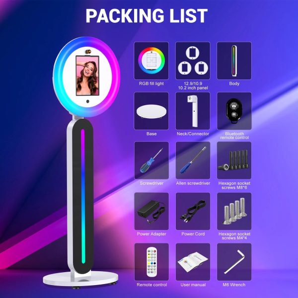 IPad PhotoBooth Stand with Light Ring Portable Stand Selfie Machine for Any iPad with Remote APP Control - Image 3