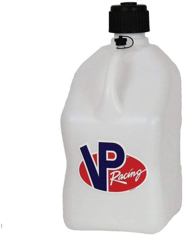 VP Racing Fuels Motorsport 5 Gallon Square Plastic Utility Jug White w/ 14 Inch Hose 4 Pack Features Close-Trimmed Cap and Neck for Tight Seal - Image 2